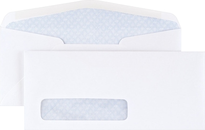 Quill Brand Gummed Security Tinted #10 Window Envelope, 4 1/8 x 9 1/2, White Wove, 500/Box (69667