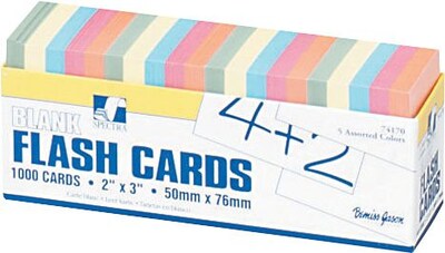 Pacon® Blank Flash Cards, Assorted, 2"x3"