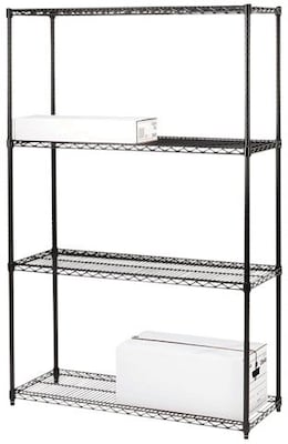 Lorell Rack with 4 Shelves/4 Posts, Black, 72H x 48W x 18D