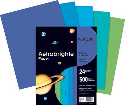 Neenah Wausau Paper Astrobrights Colored Paper Assortment, 500-Sheets, 8.5 x 11-Inch (21224)