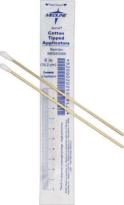 Medline Cotton-Tipped Sterile Applicators, 6L, 200/Bx
