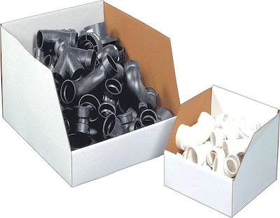 Jumbo Open Top Bin Boxes, 8" x 18" x 10", White, 25/Bundle