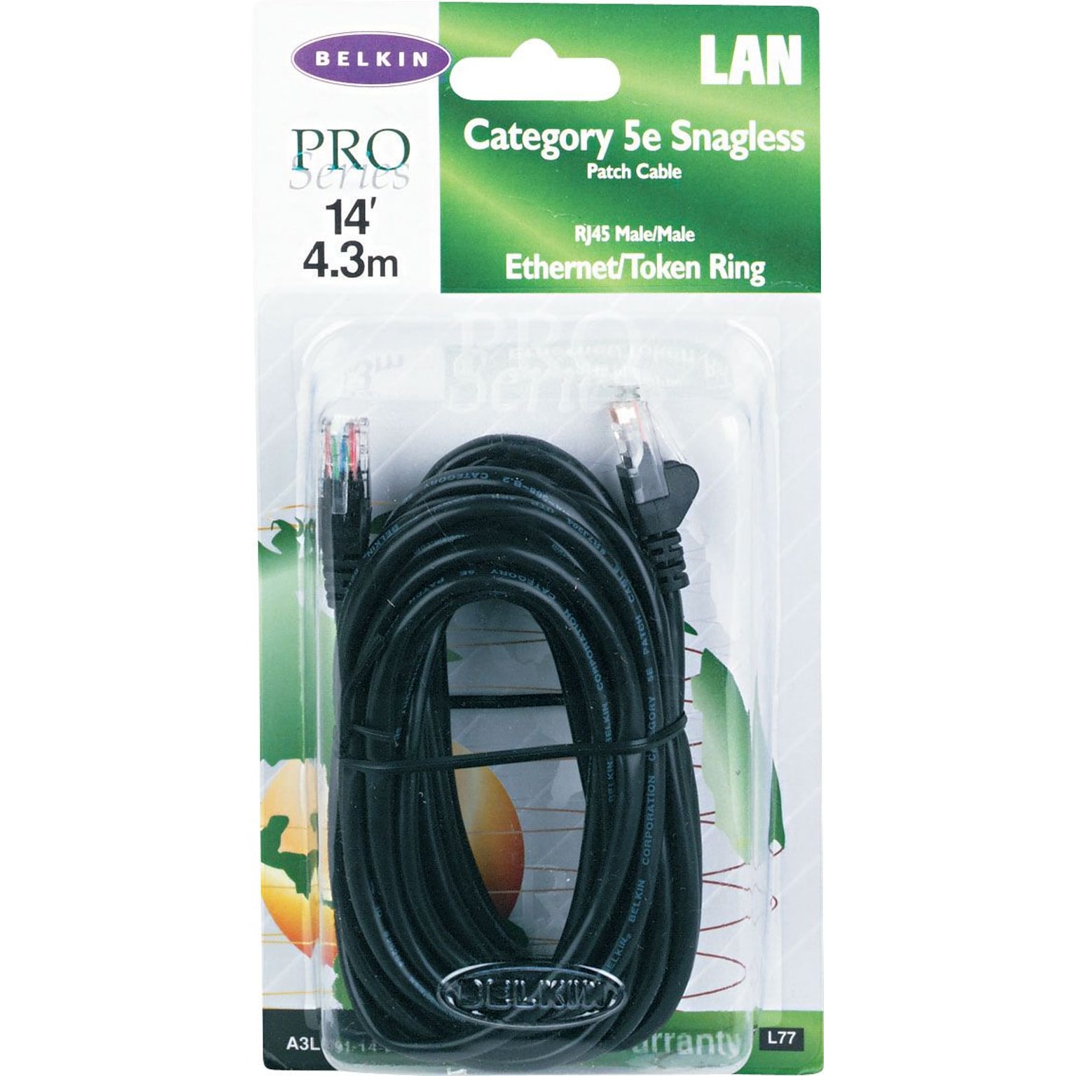 Belkin 14 RJ45 Cat-5E Patch Cables, Snagless, Black