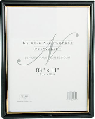 NuDell™ EZ Mount Document Frame, Black with Gold Border, 8 1/2" x 11"