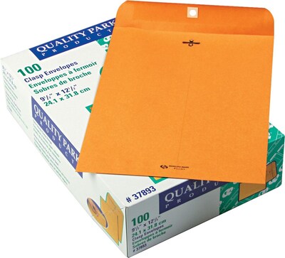 Quality Park Clasp Kraft Catalog Envelope, 9 1/2 x 12 1/2, Brown, 100/Box (37893)