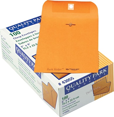 Quality Park Ridge Kraft Clasp Catalog Envelope, 6 x 9, Kraft, 100/Box (43055)