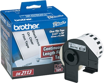 Brother DK-2113 Wide Width Continuous Film Labels, 2-4/10" x 50', Black on Clear (DK-2113)