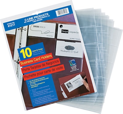 C-Line Business Card Refill Pages, Clear, 20 Cards/Page, 11 x 8 1/2, 10/Pk