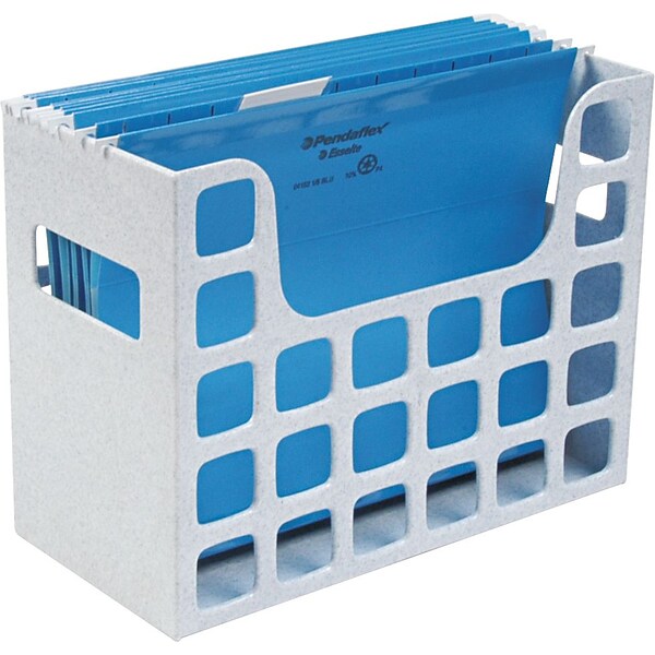 Oxford Decoflex Hanging File Folder Box, Plastic, Granite, 9 1/2"H x 12  3/16"W x 6"D (ESS23054) | Quill.com
