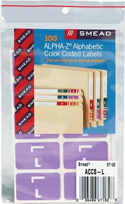 Smead AlphaZ ACCS Identification & Color Coding Label, L, Purple/White, 100/Pack (67192)