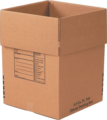 18" x 18" x 24" Deluxe Moving Boxes, 32 ECT, Brown, 15/Bundle (181824DPB)