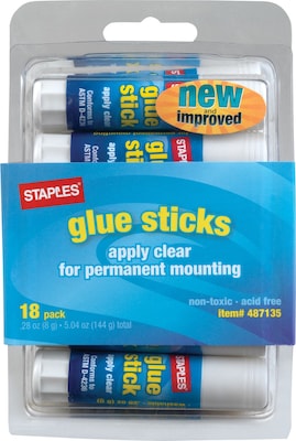 Staples® Glue Sticks, 0.28 oz., 18/Pack (ST10449/10449)