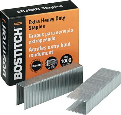 Bostitch 3/8 Length High Capacity Staples, Full Strip, 1000/Box (SB38HD-1M)