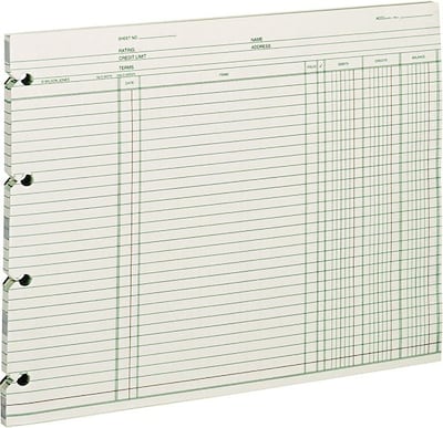 Wilson Jones Ledger Paper, Balance Ledger, 9 1/4 x 11 7/8, Green, 100 Sheets (WLJGN2D)