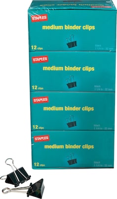 Staples® Medium Binder Clips, Medium, Black, 144/Pack (ST32003/32003)