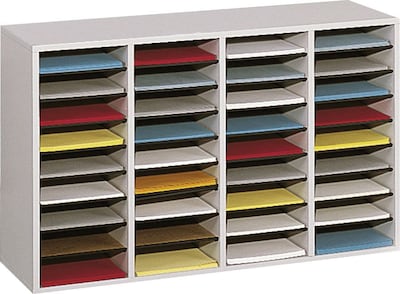 Safco® Adjustable Compartment Literature Organizers in Grey Finish, 36 Shelves