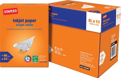 Staples Inkjet Paper, 8 1/2" x 11", Bright White, Half Case | Quill.com
