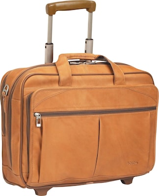 Solo New York 15.6 Leather Rolling Laptop Bag, Tan (D5291)