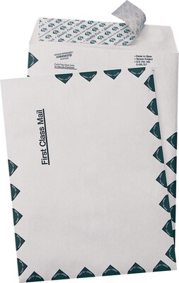 Quality Park Survivor First Class Tyvek Self Seal Catalog Envelope, 9 1/2 x 12 1/2, White, 100/Box