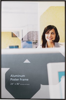 Quill Brand®® Aluminum Poster Frame, Black, 24 x 36 x 3/4