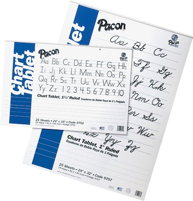 Pacon Chart Tablets, 32H x 24W, 1 Ruled, White, 70 Sheets/Pack