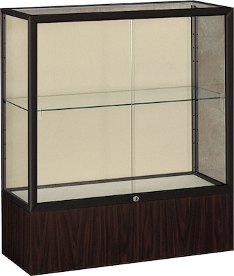 Ghent Reliant Series 1-Shelf Display Case, Bronze/Walnut Vinyl, 40"H x 36"W x 14"D