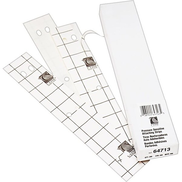 C-Line Peel & Stick Self-Adhesive Reinforcing Strips, Clear, 200/Box  (64112)