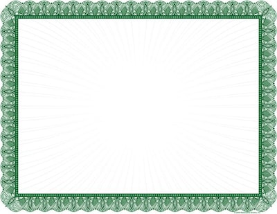 Masterpiece Studios Certificates, 8.5 x 11, Green and White, 100/Pack (961036S)