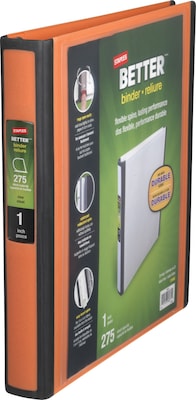 Staples® Better 1" 3 Ring View Binder with D-Rings, Orange (13465-CC)