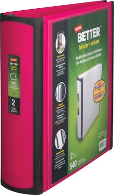 Staples® Better 2" 3 Ring View Binder with D-Rings, Pink (13570-CC)