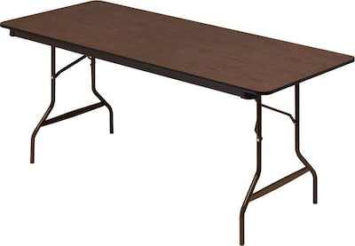 Iceberg Economy Wood Laminate Rectangular Folding Table, Walnut/Brown, 29H x 60W x 30D