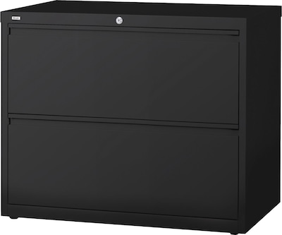Quill Brand® Commercial 2 File Drawer Lateral File Cabinet, Assembled, Black, Letter/Legal, 30"W (20068D)