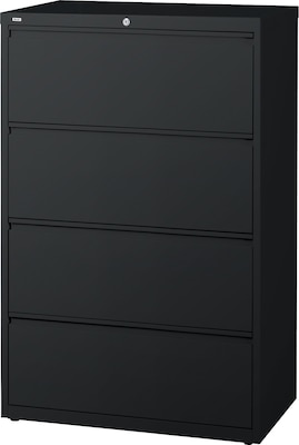 Quill Brand® Commercial 4 File Drawers Lateral File Cabinet, Assembled, Black, Letter/Legal, 30W (2