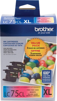 Brother LC753PKS Cyan/Magenta/Yellow High Yield Ink Cartridge, 3/Pack