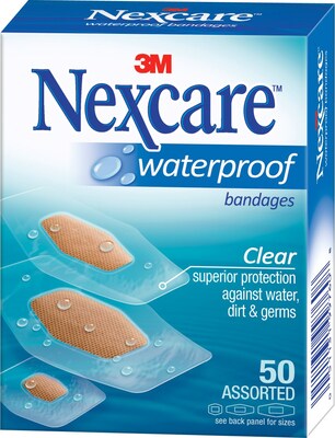 Nexcare™ Waterproof Bandages, Assorted, 50/Box (432-50)