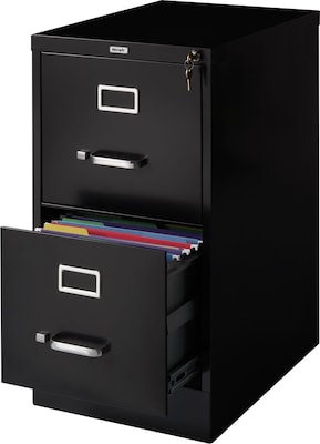 Quill Brand® 2-Drawer Vertical File Cabinet, Locking, Letter, Black, 22"D (22335D)