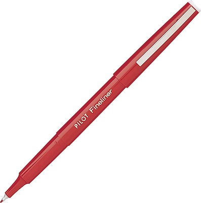 Pilot Fineliner Marker Pens, Fine Point, 0.4 mm, Red Ink / Red Barrel