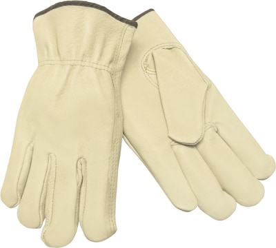 Memphis Gloves® Drivers Gloves, Pigskin Leather, Slip-On Cuff, XL Size, Cream, 12 PRS