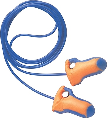 Howard Leight® Laser Trak® Corded Detectable Earplugs, Orange/Blue, 32 dB, 100/BX