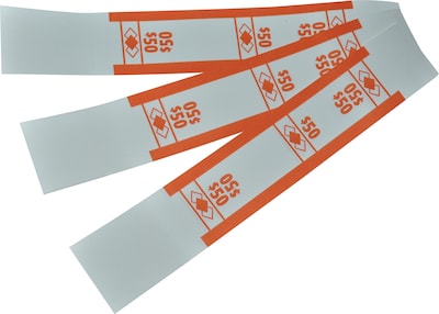 PM Company Currency Straps, White/Orange, 1000/Pk (PFM55026)