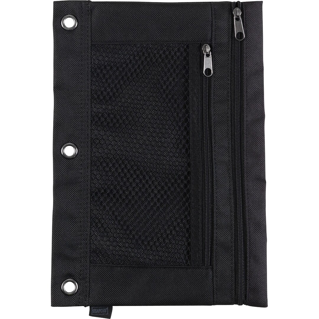 Staples® 3-Ring Pencil Pouch, Black | Quill.com