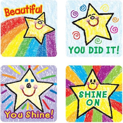 Carson-Dellosa Stars Motivational Stickers, Kid Drawn, All Grades