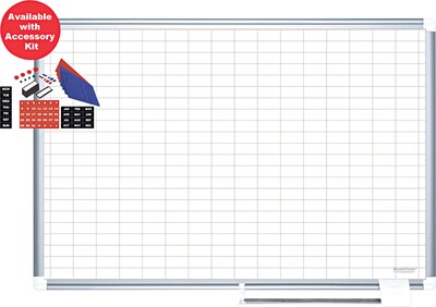 MasterVision Magnetic Dry-Erase Grid Platinum Plus Planning Board, Silver Frame, 24Hx36W