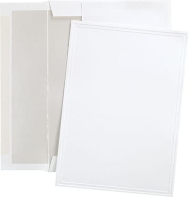 Great Papers® Triple Embossed White Flat Card Invitations with Pearl Lined Envelopes, 25/Pack