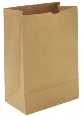 Square Bottom Brown Kraft Paper Grocery Bags; Capacity 75 lbs., 400/PK