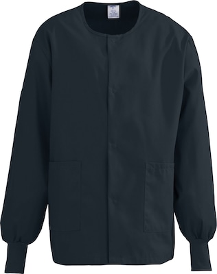 Medline ComfortEase Unisex Two-pockets Warm-up Scrub Jackets, Black, XL