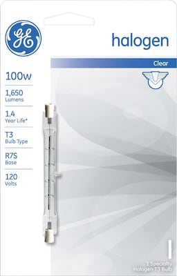 100 Watt GE T-3 Double Ended Halogen Light Bulb, Clear | Quill.com