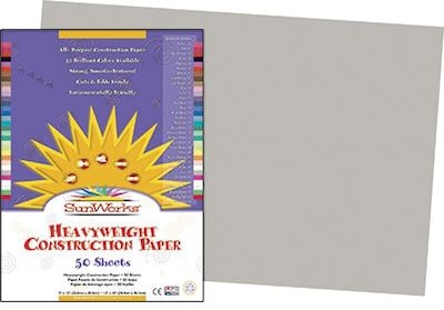 Pacon® SunWorks® Groundwood Construction Paper, Gray, 12(W) x 18(L), 50 Sheets