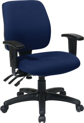 Office Star WorkSmart Fabric Computer and Desk Office Chair, Adjustable Arms, Navy (33327-225)