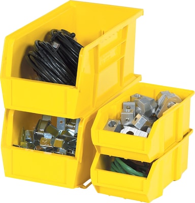 Quill Brand® 10-7/8" x 4-1/8" x 4" Plastic Stack and Hang Bins, Yellow, 12/Ct (BINP1144Y)